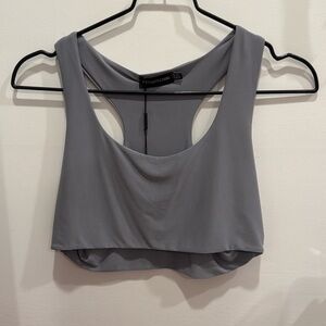 NWT PLT pretty little thing new razorback slinky crop top sexy grey tank top